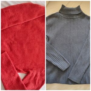 Talbots Burnt Orange And Blue & Turtleneck Sweaters